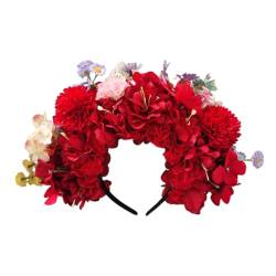 Buntes Blumen-Stirnband, Haarkranz, Hochzeit, Party, Kostüm, Kopfschmuck für Braut, Damen, modisches Haar-Accessoire, traditionelles chinesisches Haar-Accessoire von TEBI