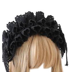 Eleganter Haarschmuck für Dienstmädchen, Gothic-Stil, Schleife, gerüscht, Kopfbedeckung, Party, Cosplay, Kostüm für Frauen und Mädchen, Gothic-Mädchen-Kopfschmuck von TEBI