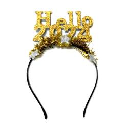 Hello2024 Haarband, modisches Accessoire für Feiertage und Fotos, 5 Stück, Gold/Silber, Hello2024 Stirnband von TEBI