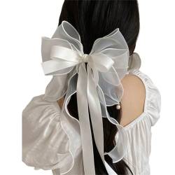 Modische Schleier-Haarnadel mit Schleife, Perlendetails, für Hochzeit, Party, elegante Kopfbedeckung für Damen und Mädchen, weich und bequem von TEBI