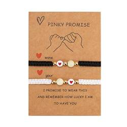 TEBI 2x Versprechen Armbänder Freundschaft Paar Passendes Armband Leuchtende Herz Perle Elastisches Seil Valentinstag Geschenk Herz Perlenarmband Armreif von TEBI