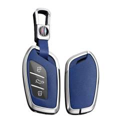 TECART Smart Autoschlüssel Hülle cover Passt für MG 4 EV MG EHS EZS EV GT HS ZS ZX MG4 MG5 MG6 für Roewe RX3 RX5 Ledermuster Schutzhülle Schlüssel Zubehör Schlüssel A 3 Taste Silber Blau von TECART