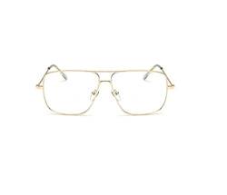TECH-LINE-DIRECT Vintage 2019 Gold Metallrahmen Brillen Herren Damen Sonnenbrille Retro quadratische optische Linse Brille Nerd klare Gläser Brille von TECH-LINE-DIRECT
