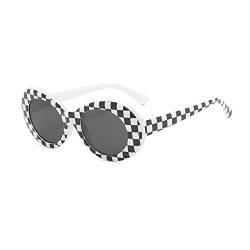 Unisex Sonnenbrille Vintage Retro Weibliche Kurt Cobain Oval Sonnenbrille, schwarz / weiß, von TECH-LINE-DIRECT