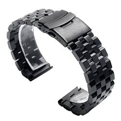 TECKEEN Uhrenarmband, gerades Ende, poliertes Armband, massives Uhrenarmband, Edelstahl, Black, 22 mm von TECKEEN