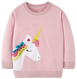 Mädchen Sweatshirt für Kinder Süß Cartoon Pullover Baumwolle Top Langarm T-Shirt Größe 1-2 Jahre von TEDD