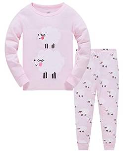 TEDD Mädchen Schlafanzug Baumwolle Süß Einhorn Langarm Zweiteiliger Schlafanzüge Set Kinder Nachtwäsche Winter Weihnachten Pyjama Größe 1-2 Jahre von TEDD