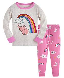 TEDD Mädchen Schlafanzug Baumwolle Süß Einhorn Langarm Zweiteiliger Schlafanzüge Set Kinder Nachtwäsche Winter Weihnachten Pyjama Größe 11-12 Jahre von TEDD