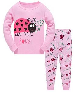 TEDD Mädchen Schlafanzug Baumwolle Süß Einhorn Langarm Zweiteiliger Schlafanzüge Set Kinder Nachtwäsche Winter Weihnachten Pyjama Größe 6-7 Jahre von TEDD