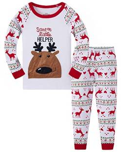 TEDD Weihnachten Kinder Schlafanzug Jungen Pyjama Langarm Baumwolle Mädchen Zweiteilig Schlafanzüge Set Winter Nachtwäsche Größe 1-2 Jahre von TEDD