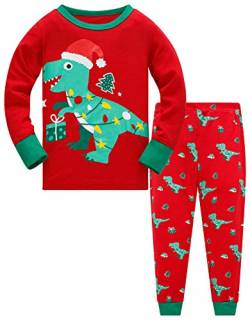 TEDD Weihnachten Kinder Schlafanzug Jungen Pyjama Langarm Baumwolle Mädchen Zweiteilig Schlafanzüge Set Winter Nachtwäsche Größe 2-3 Jahre von TEDD