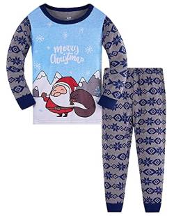 TEDD Weihnachten Kinder Schlafanzug Jungen Pyjama Langarm Baumwolle Mädchen Zweiteilig Schlafanzüge Set Winter Nachtwäsche Größe 4-5 Jahre von TEDD