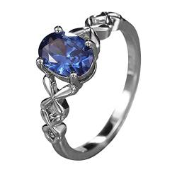 TEELONG Blauer -Ring Handgemachter Luxus-Schnitt-Hochzeits-Verlobungs-Schmuck-Geschenk-Blauer facettierter Zirkon-Ring Noten Der Ringe (Blue, 7) von TEELONG