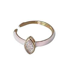 TEELONG Bunter öltropfender Emaille-High-Sense-Ring, weibliches Minderheiten-Design, Sense, unregelmäßige Öffnung, Goldfolien-Perlenring Modeschmuck Ringe Damen (Z, One Size) von TEELONG