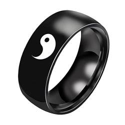 TEELONG Einfacher Titanstahl-Ring-Frauen-Ring-Karikatur-niedlicher Schmuck-Ring Billige Partner Ringe (Black, 6) von TEELONG