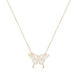 TEELONG Fashion Edelstahl-Schmetterlings-Halskette, einfaches und zartes Design, geeignet für alle Gelegenheiten Ketten Blau (A, One Size) von TEELONG