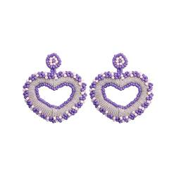 TEELONG Handgewebte Reisperlen Bohemian Valentinstag Ohrschmuck Hufeisenohrringe Für Männer (Purple, One Size) von TEELONG