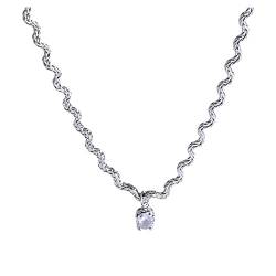 TEELONG Kette Halskette Weibliche Herbst und Winter Schlüsselbein Kette Zirkon Anhänger Hausschlüssel Anhänger (Silver, One Size) von TEELONG