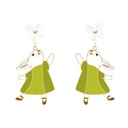 TEELONG Ostern süße Kaninchen Ohrringe Ohrringe Design Mädchen niedliche Ohrringe Ohrclips Ohrringe Mit Gravur (Yellow, One Size) von TEELONG