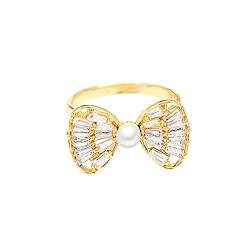 TEELONG Perlenring Weibliches Design Einstellbare Öffnung Zeigefinger Ring Mode Persönlichkeit Ring Binde Ringe (Gold, One Size) von TEELONG