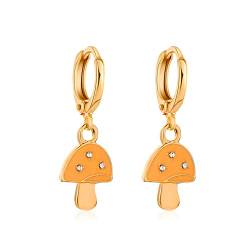 TEELONG Pilz-Ohrringe Schmuck für Frauen Einfaches kreatives Design Bunte Retro-Ohrringe für Mädchen Teenager Femal mit Design-Ohrsteckern Kristallohrringe (Orange, One Size) von TEELONG