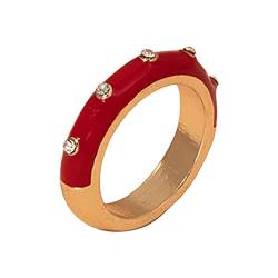 TEELONG Zubehör Farbtropfen-Emaille-Hip-Hop-Modetrend Retro-Damenring Valentinstagsgeschenk Kissen Für Ringe (Red, A) von TEELONG