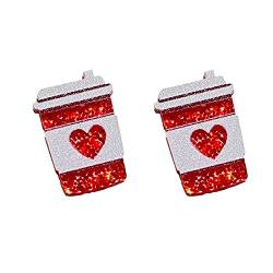 Valentinstag Ohrstecker Glitter Rosa Liebe Umschlag Text Liebe Glänzend Party Ohrring Mädchen Geschenk Ohrringe Perlen Creolen (C, One Size) von TEELONG