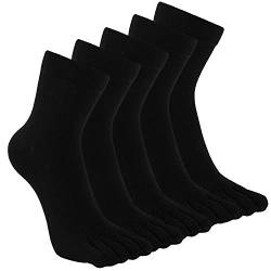 TEENLOVEME® Herren Zehensocken Baumwolle Männer Five Fingers Socken Sport laufende Zehe Socken, Schwarz,5 paar,Gr.39-44 von TEENLOVEME