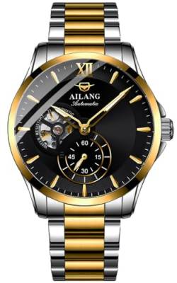 TEINTOP Herren Automatik Uhren Ailang Stahlarmband Männer Mechanisches Armbanduhr (Gold Schwarz) von TEINTOP
