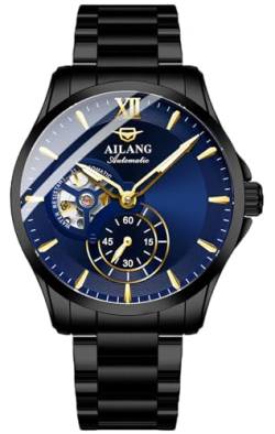 TEINTOP Herren Automatik Uhren Ailang Stahlarmband Männer Mechanisches Armbanduhr (Schwarz Blau) von TEINTOP