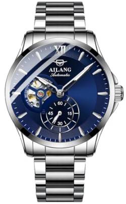 TEINTOP Herren Automatik Uhren Ailang Stahlarmband Männer Mechanisches Armbanduhr (Silber Blau) von TEINTOP