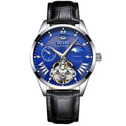 TEINTOP Uhren für Herren Automatik Tag Mond Armbanduhren mit Stahl Uhrenarmbänder (Schwarz Blau) von TEINTOP