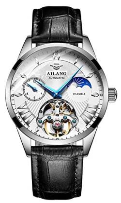 TEINTOP Uhren für Herren Automatik Tag Mond Armbanduhren mit Stahl Uhrenarmbänder (Schwarz Weiß) von TEINTOP
