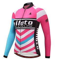 TELEYI Damen Radtrikot Langarm Fahrradjacke Bike Shirt Schnell Trocknend Atmungsaktiv Mountainbike Kleidung von TELEYI