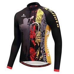 TELEYI Herren Radtrikot Langarm Bike Jacke Biking Shirt Schnell Trocken Atmungsaktiv Mountainbike Kleidung von TELEYI