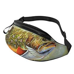 Brook Trout Fliegenfischen Herren und Damen Crossbody Bauchtasche, verstellbare modische Sport-Brusttasche, Schwarz, Einheitsgröße, Schwarz , Einheitsgröße von TEMKIN