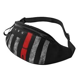 Firefighter Axe Red Line Flag Herren und Damen Crossbody Bauchtasche, verstellbare modische Sport-Brusttasche, Schwarz, Einheitsgröße, Schwarz , Einheitsgröße von TEMKIN