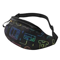 Game Video Gaming Muster Herren und Damen Crossbody Bauchtasche, verstellbare Mode Sport Brusttasche, Schwarz, Einheitsgröße, Schwarz , Einheitsgröße von TEMKIN