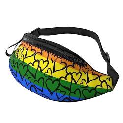 Gay Pride Regenbogenmuster Herren und Damen Crossbody Bauchtasche, verstellbare modische Sport-Brusttasche, Schwarz, Einheitsgröße, Schwarz , Einheitsgröße von TEMKIN