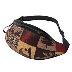 Lodge Bear Hirsch Fisch Herren und Damen Crossbody Bauchtasche, verstellbare modische Sport-Brusttasche, Schwarz, Einheitsgröße, Schwarz , Einheitsgröße von TEMKIN