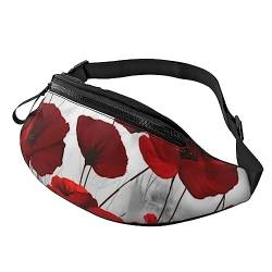 Rote Mohnblumen-Umhängetasche für Herren und Damen, verstellbar, modisch, Sport-Brusttasche, Schwarz, Einheitsgröße, Schwarz , Einheitsgröße von TEMKIN