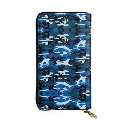 TEMKIN Border Collie Florals bedruckte Damen-Geldbörse, Herren-Reißverschluss-Clutch mit Kartenschlitzen, großes Fassungsvermögen, Kartenetui, blau camouflage, Einheitsgröße von TEMKIN