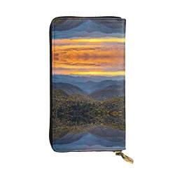 TEMKIN Giraffe und Sonnenblume bedruckte Damen Geldbörse, Herren Reißverschluss Clutch mit Kartenfach Große Kapazität Kartenetui, Blue Ridge Parkway Mountains, Einheitsgröße von TEMKIN