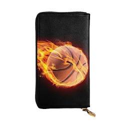 TEMKIN Kuh-bedruckte Damen-Geldbörse, Herren-Reißverschluss, Clutch mit Kartenschlitzen, großes Fassungsvermögen, Kartenetui, Basketball on Fire, Einheitsgröße von TEMKIN