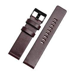 TEMKIN Lederarmband for DIESEL-Armband, passend for DZ7312, for DZ4323 for DZ7257, mit Edelstahl-Dornschließe, 24, 26, 28, 30 mm Bänder (Color : Dark brown black, Size : 26mm) von TEMKIN