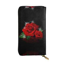 TEMKIN Rote Rosen bedruckte Damen Geldbörse, Herren Reißverschluss Clutch mit Kartenfach Große Kapazität Kartenetui, Rote Rosen, Einheitsgröße von TEMKIN