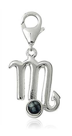 Charm Sternzeichen Anhänger Skorpion 20mm, 925 Sterling Silber mit Schneeflocken Obsidian, Sternbild für Armband Kette von TEMPELWELT