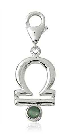Chili Creative® Charm Sternzeichen Anhänger Waage 22 mm, 925 Sterling Silber Mit Serpentin Edelstein Für Armband Kette von TEMPELWELT
