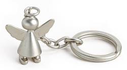 TEMPELWELT Schlüsselanhänger Engel Schutzengel Glöckchen aus Metall matt Silber 5 cm, Glücksbringer Talisman für den Schlüsselbund, EIN ganz persönlicher Beschützer von TEMPELWELT