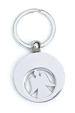 TEMPELWELT Schlüsselanhänger Engel Schutzengel aus Metall silber mit Einkaufswagenchip, Glücksbringer für den Schlüsselbund von TEMPELWELT
